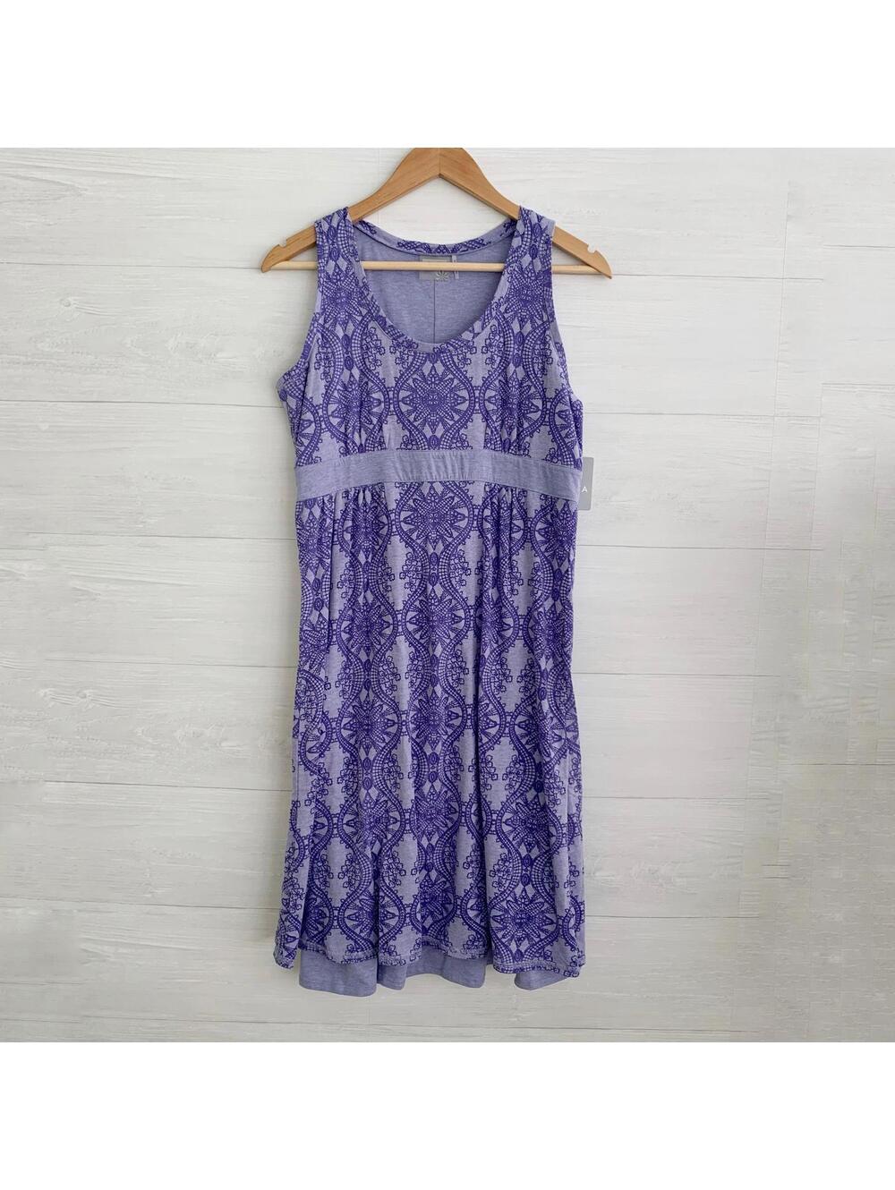 NWT Athleta - Purple layered sleeveless stretch sundress sash drawstring, M Tall